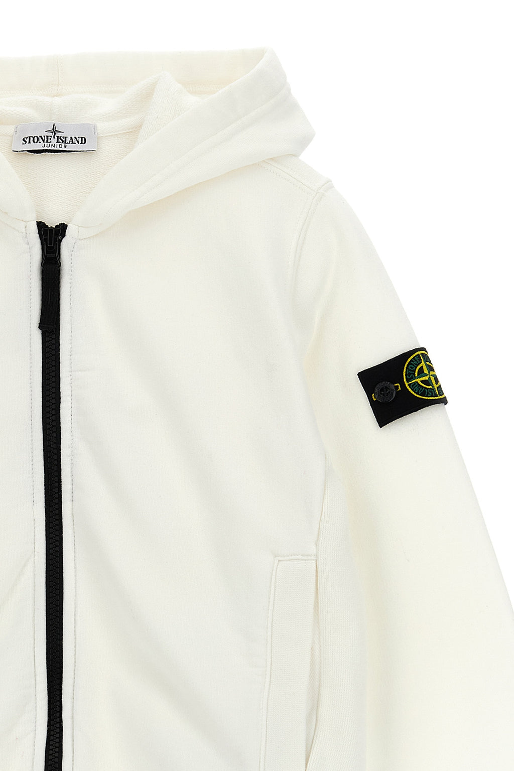 STONE ISLAND JUNIOR Logo badge hoodie For Baby boy 100% cotton
