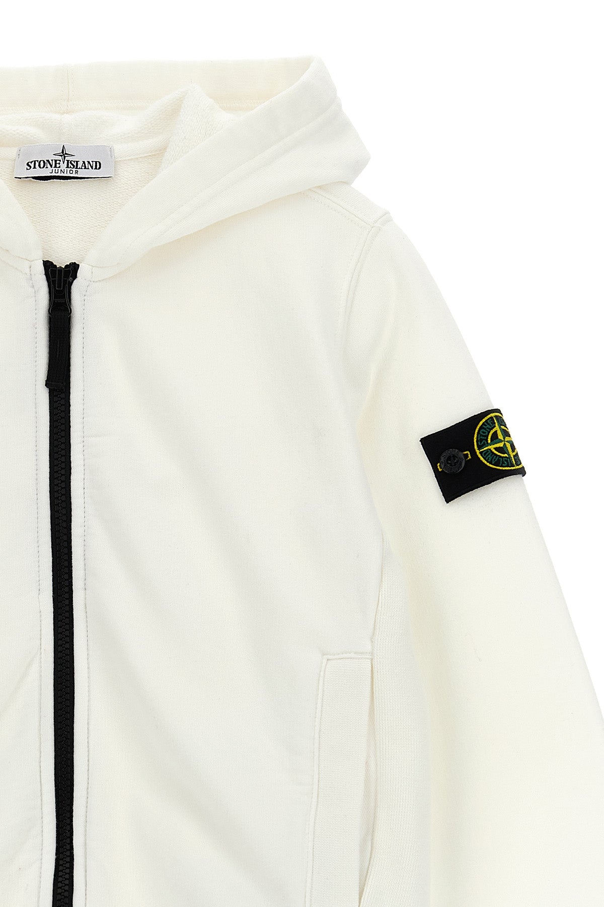 STONE ISLAND JUNIOR Logo badge hoodie For Baby boy 100% cotton