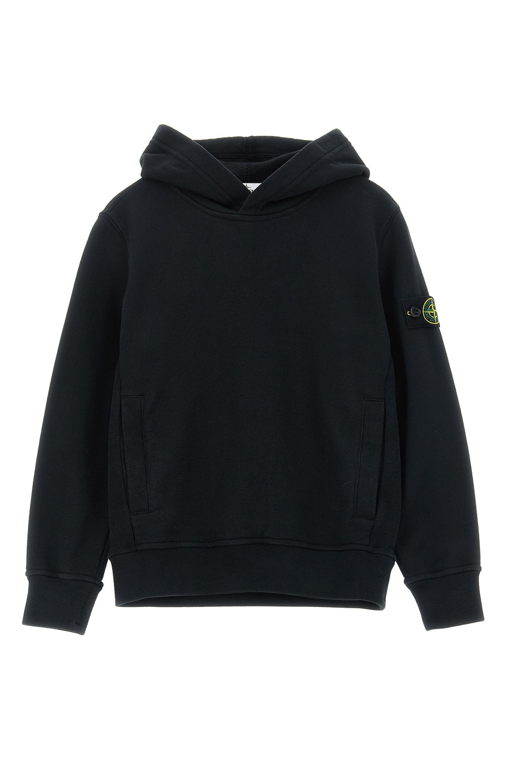 STONE ISLAND JUNIOR Logo badge hoodie For Baby boy 100% cotton