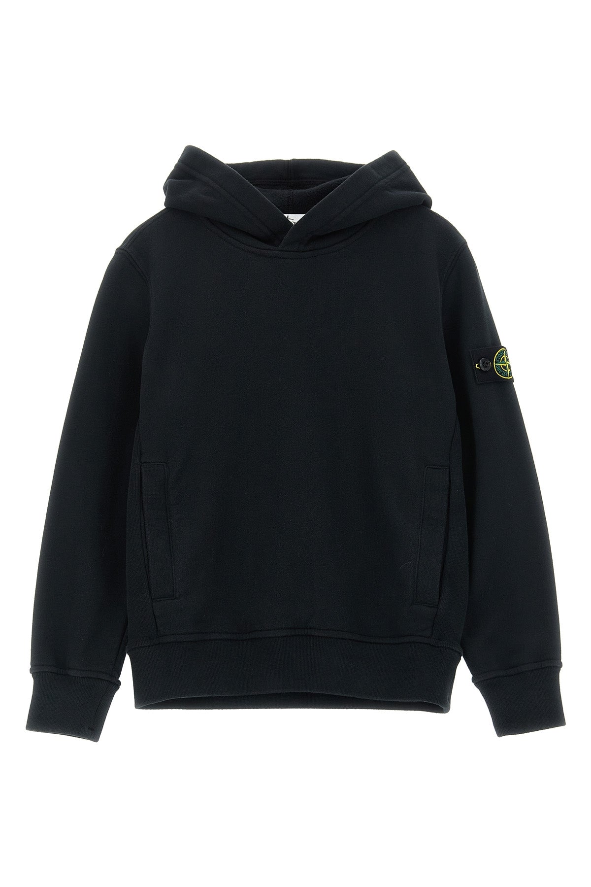 STONE ISLAND JUNIOR Logo badge hoodie For Baby boy 100% cotton