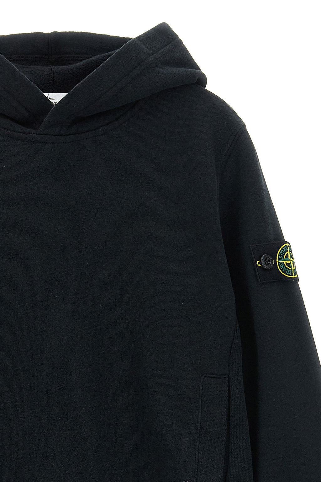 STONE ISLAND JUNIOR Logo badge hoodie For Baby boy 100% cotton