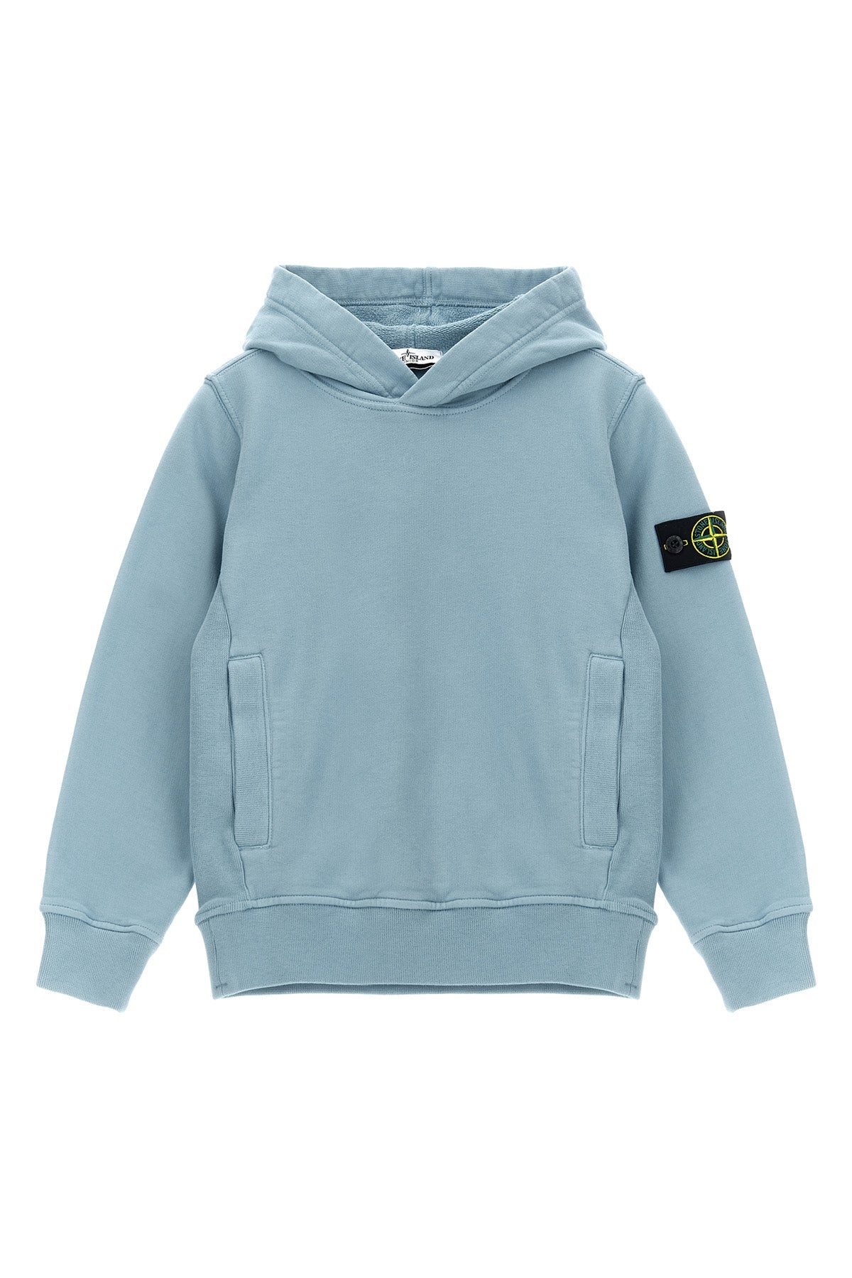 STONE ISLAND JUNIOR Logo badge hoodie For Baby boy 100% cotton