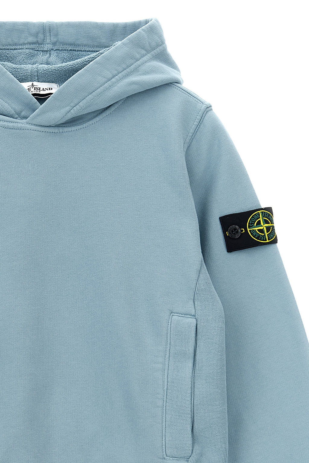 STONE ISLAND JUNIOR Logo badge hoodie For Baby boy 100% cotton