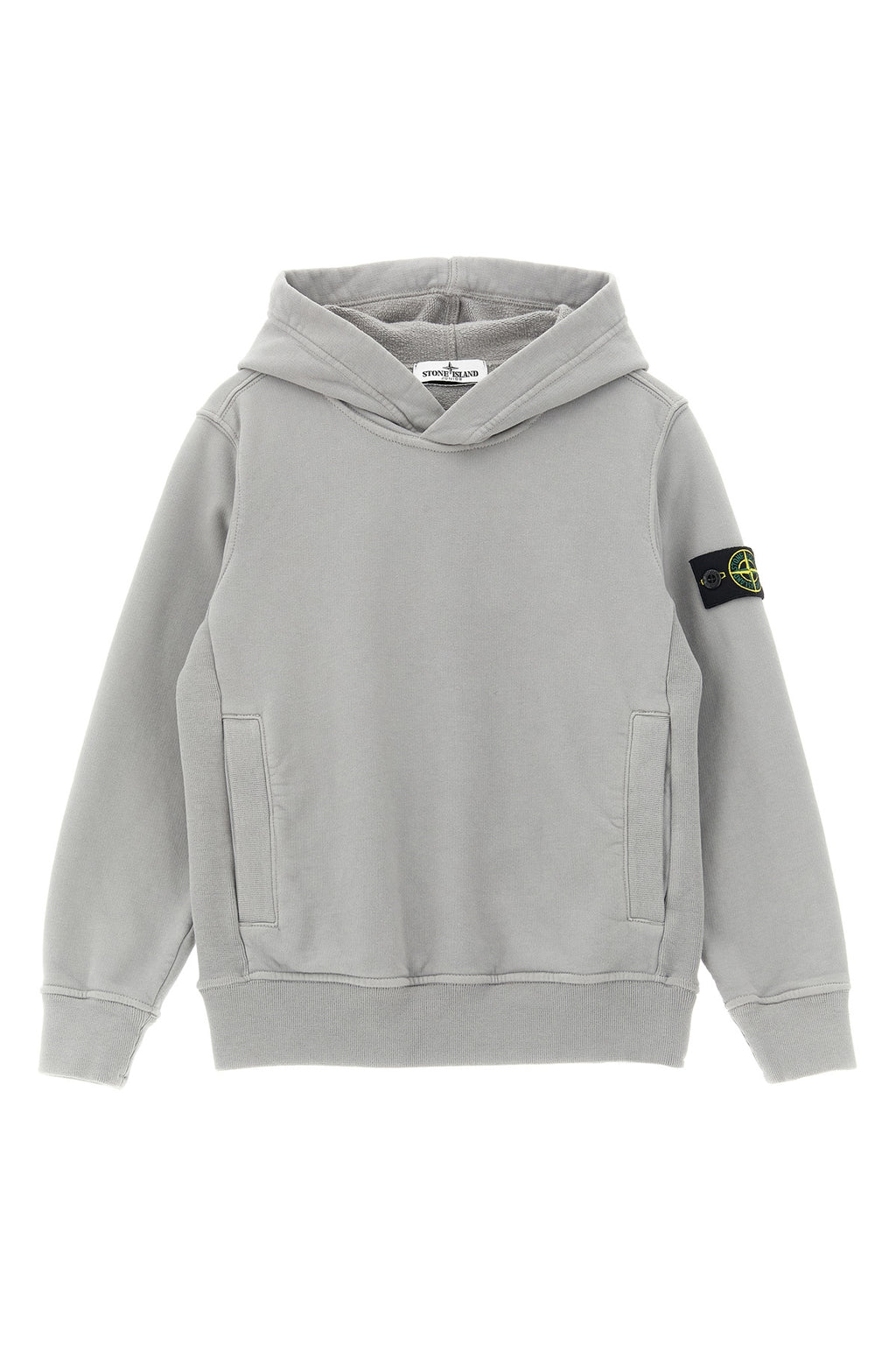 STONE ISLAND JUNIOR Logo badge hoodie For Baby boy 100% cotton