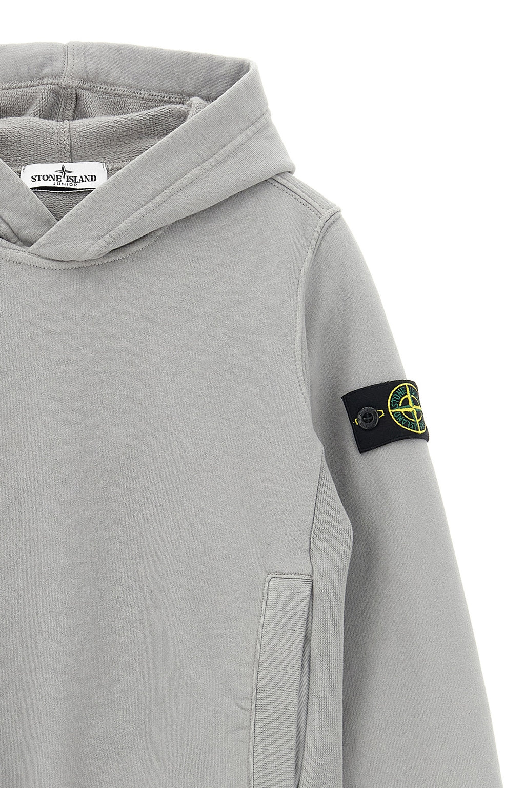 STONE ISLAND JUNIOR Logo badge hoodie For Baby boy 100% cotton