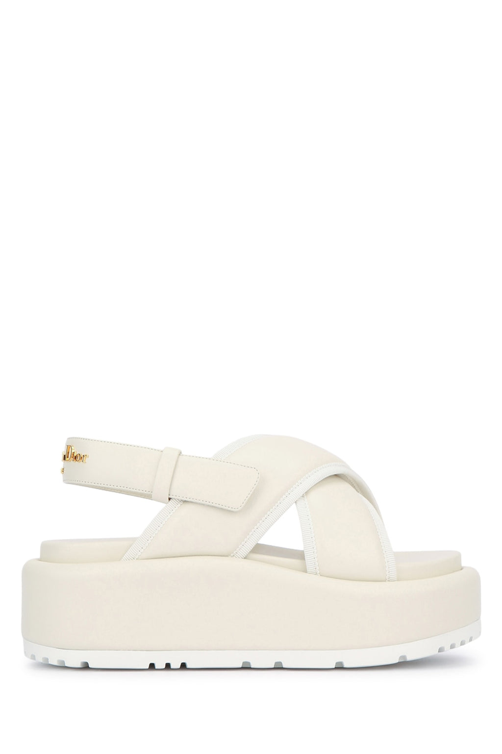 CHRISTIAN DIOR CIABATTA CON FONDO ALTO INCROCIO BIANCA For Women 100% Cotton / Sole: Rubber