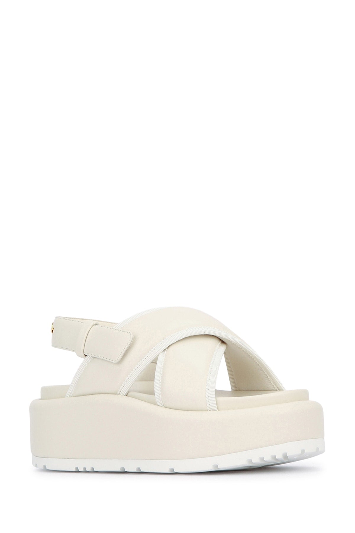 CHRISTIAN DIOR CIABATTA CON FONDO ALTO INCROCIO BIANCA For Women 100% Cotton / Sole: Rubber