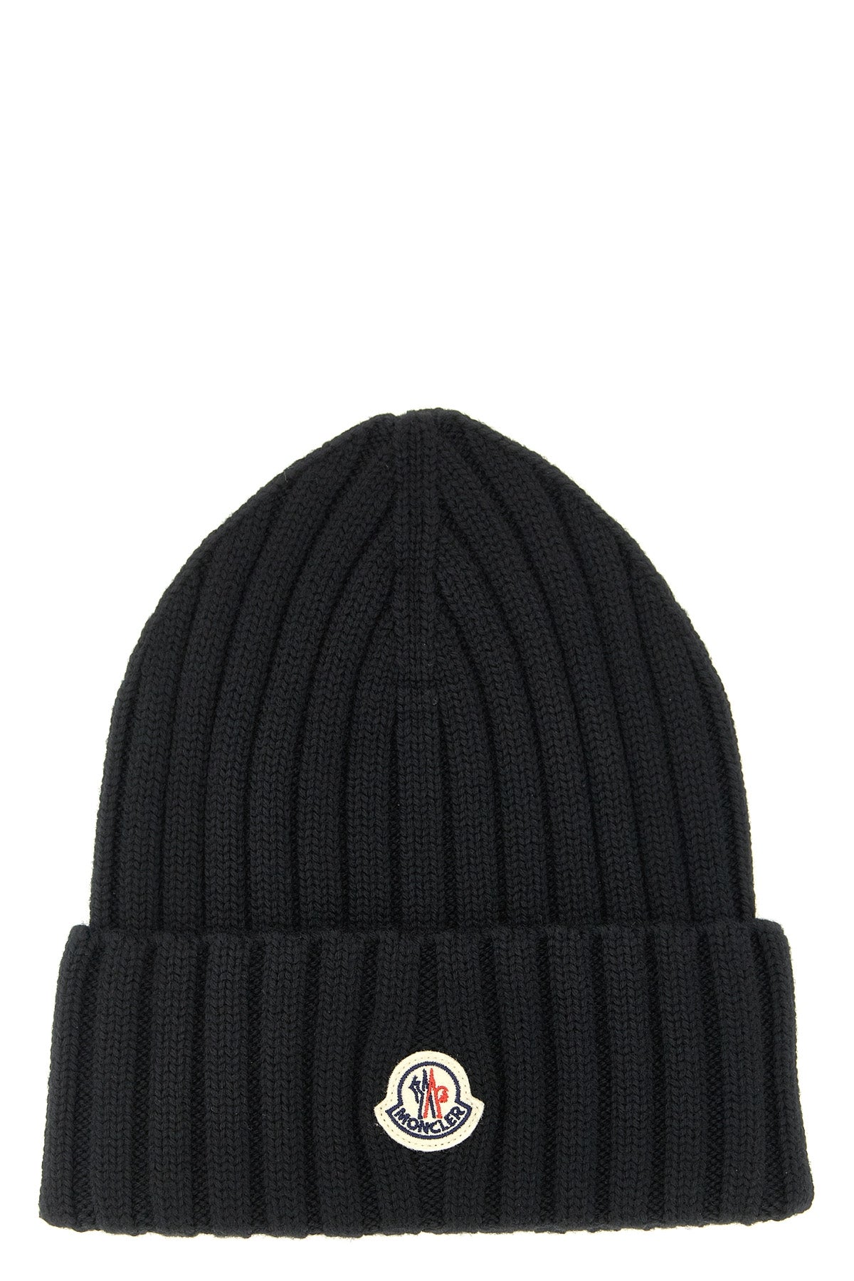 MONCLER Logo patch beanie For Women 100% virgin wool