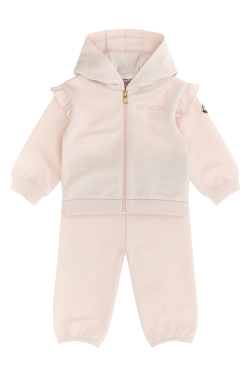 MONCLER ENFANT Complete hoodie + ruffle joggers For Baby girl 95% cotton, 5% elastane