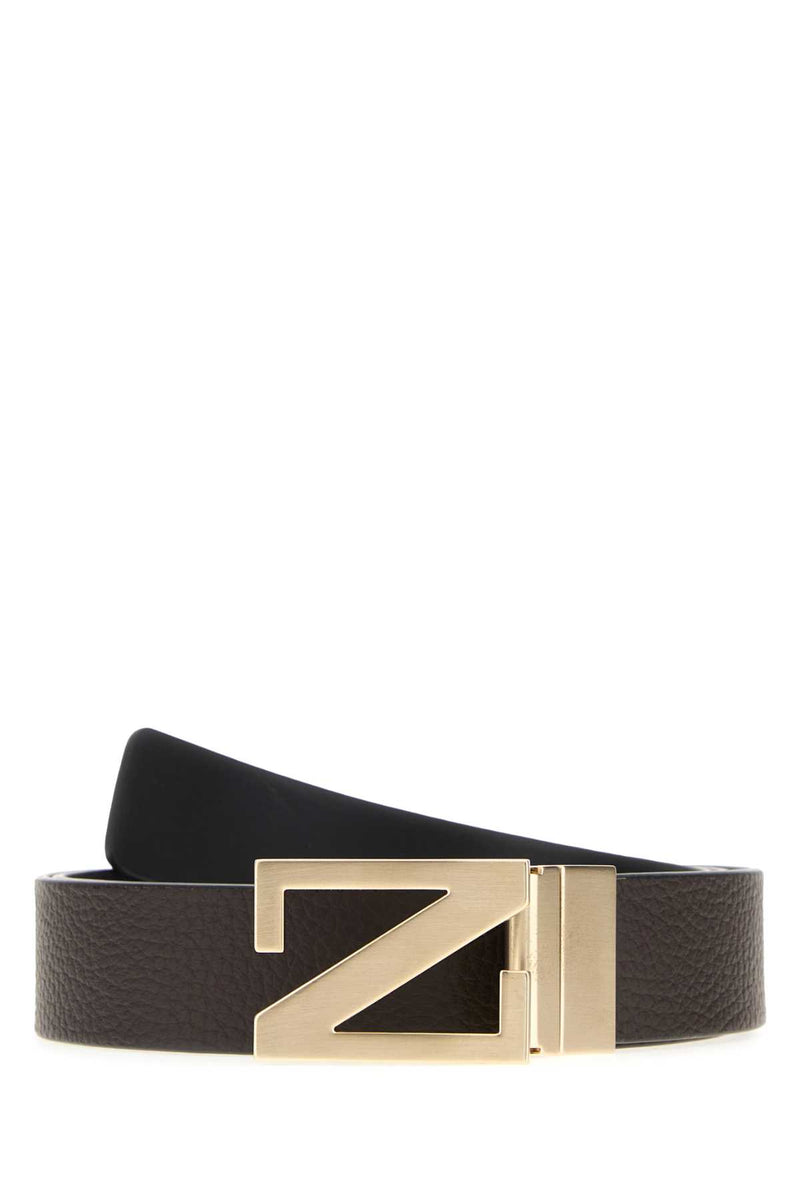 ZEGNA ZLOGO35MMBROWN For Men Exterior: 100% Leather Finishing: Platinum