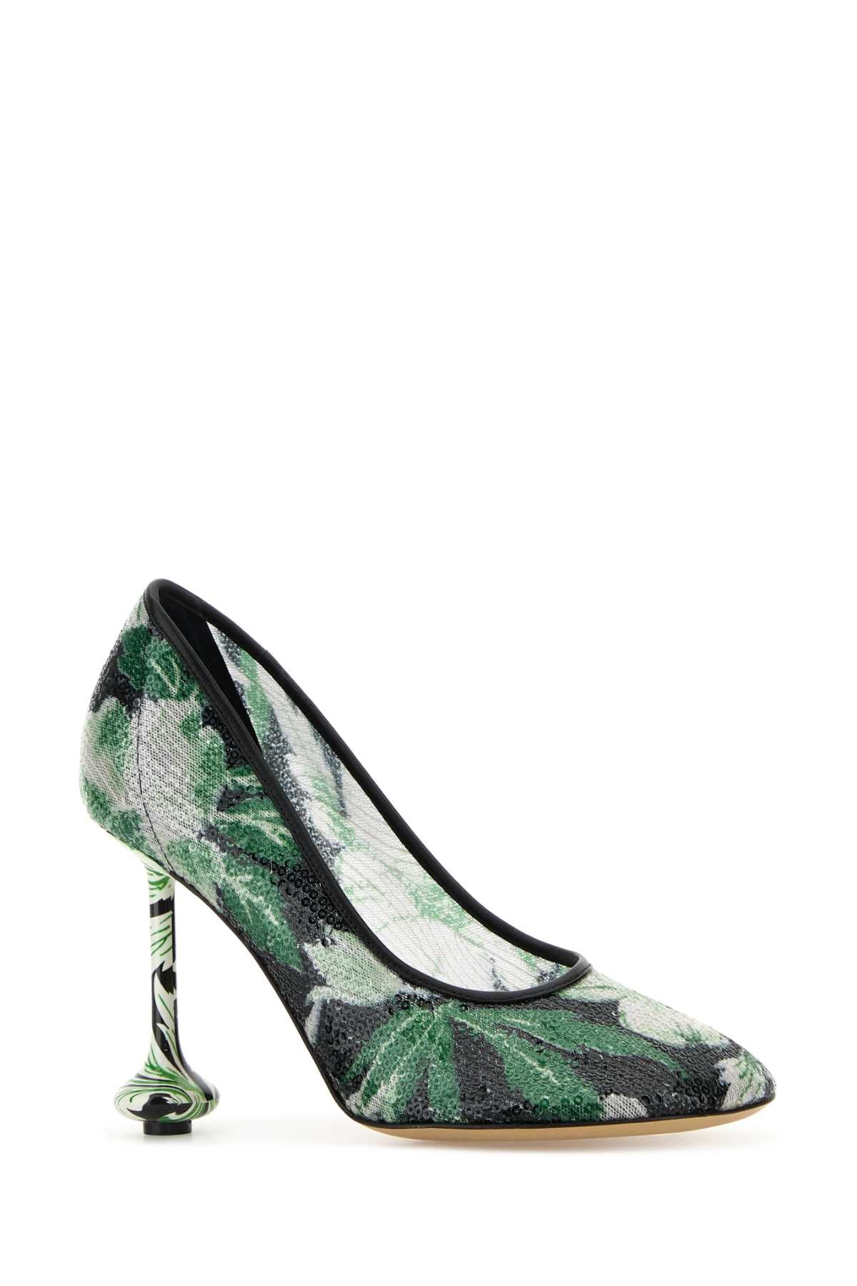 LOEWE TOY PUMP 90 SEQUINS FLORAL For Women Exterior: 100% Fabric Interior: 100% Fabric Sole: Leather