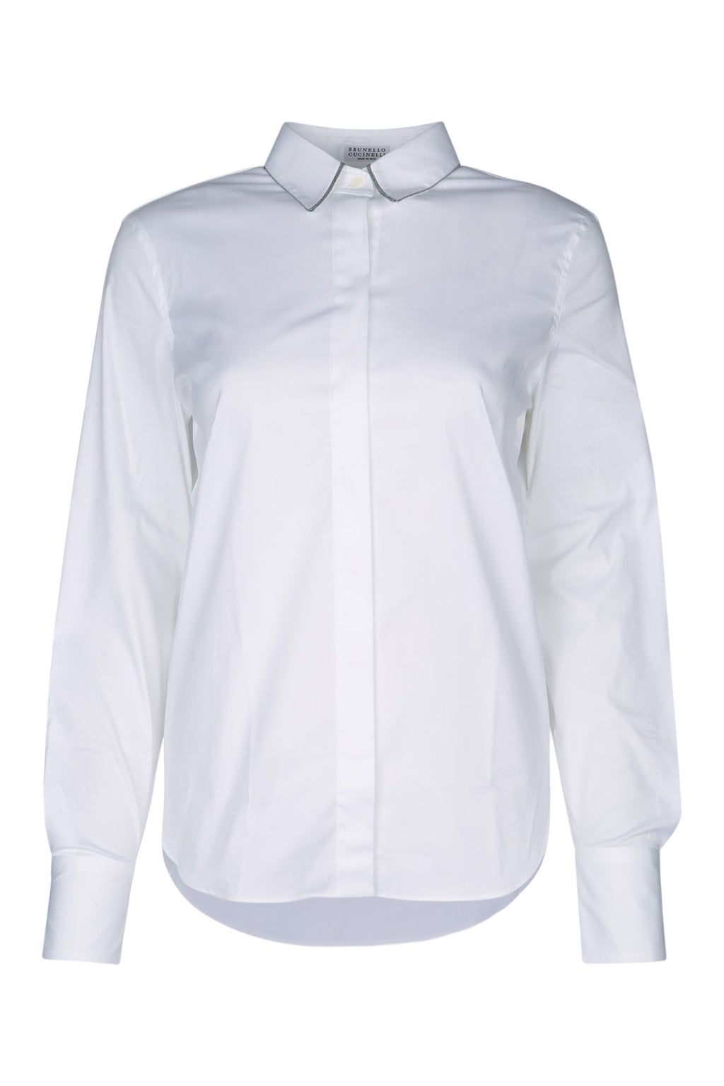 BRUNELLO CUCINELLI COTTON POPLIN SHIRT W MONILI TRIM AT COLLAR For Women 72%CO 23%PA 5%EA