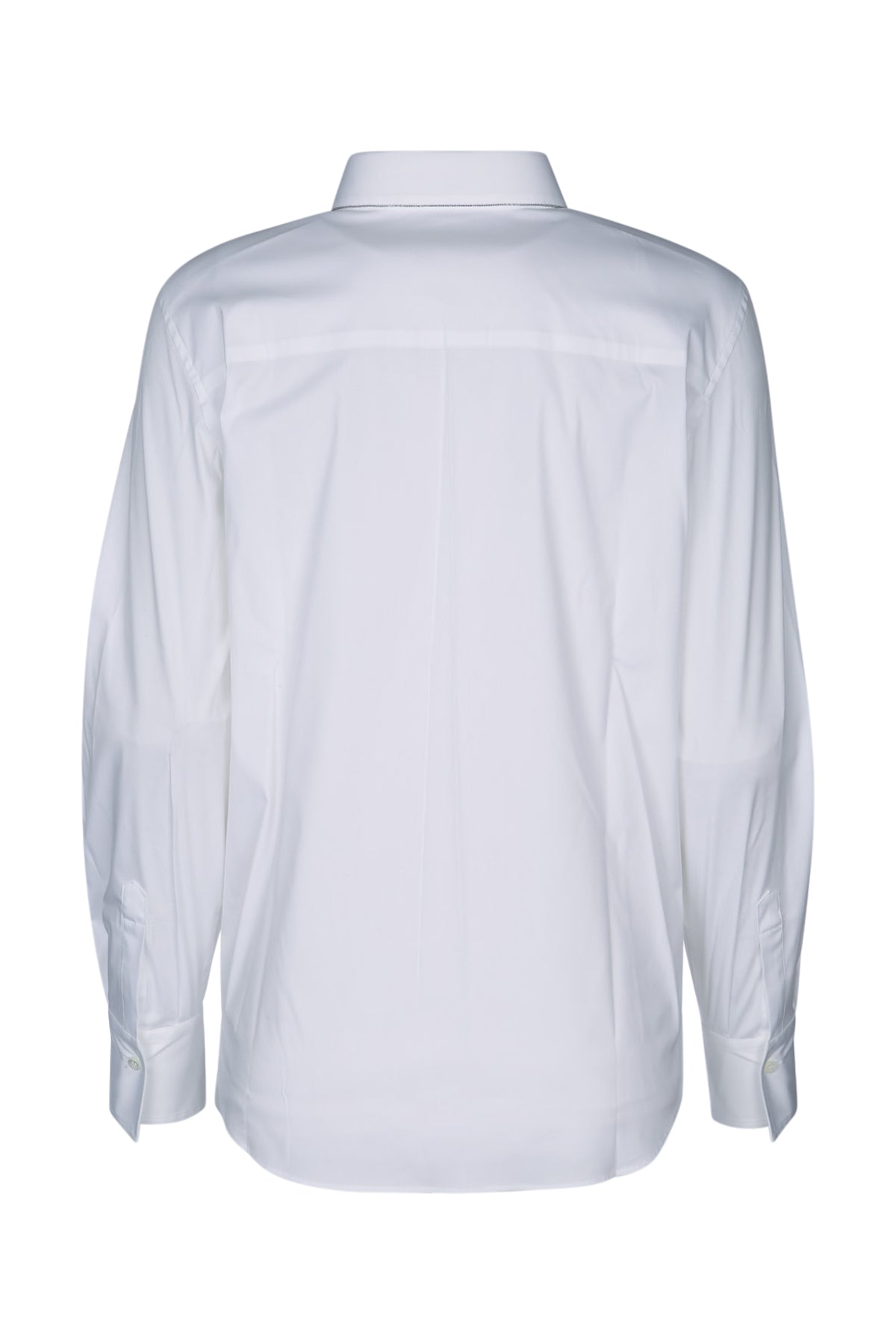 BRUNELLO CUCINELLI COTTON POPLIN SHIRT W MONILI TRIM AT COLLAR For Women 72%CO 23%PA 5%EA