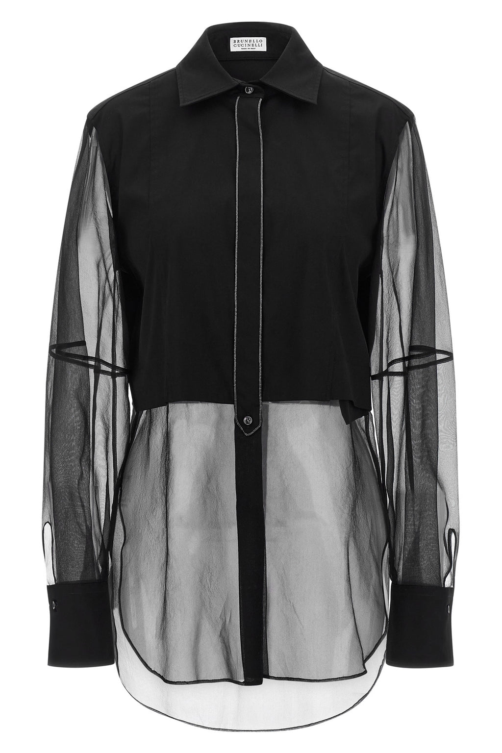 BRUNELLO CUCINELLI 'Shiny Trims' shirt For Women 72% cotton 23% polyamide 5% elastane