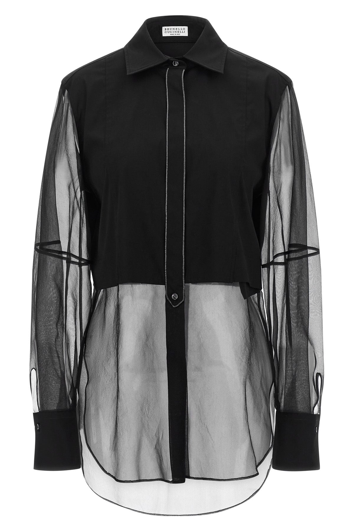 BRUNELLO CUCINELLI 'Shiny Trims' shirt For Women 72% cotton 23% polyamide 5% elastane