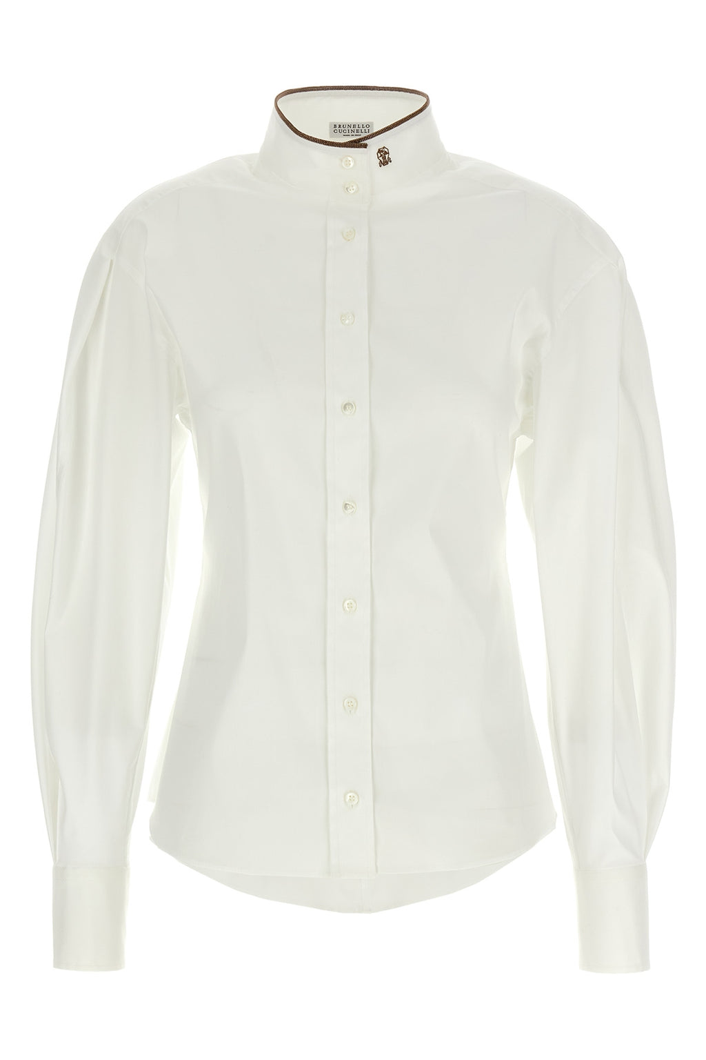 BRUNELLO CUCINELLI 'Shiny Collar Detail' shirt For Women 72% cotton 23% polyamide 5% elastane