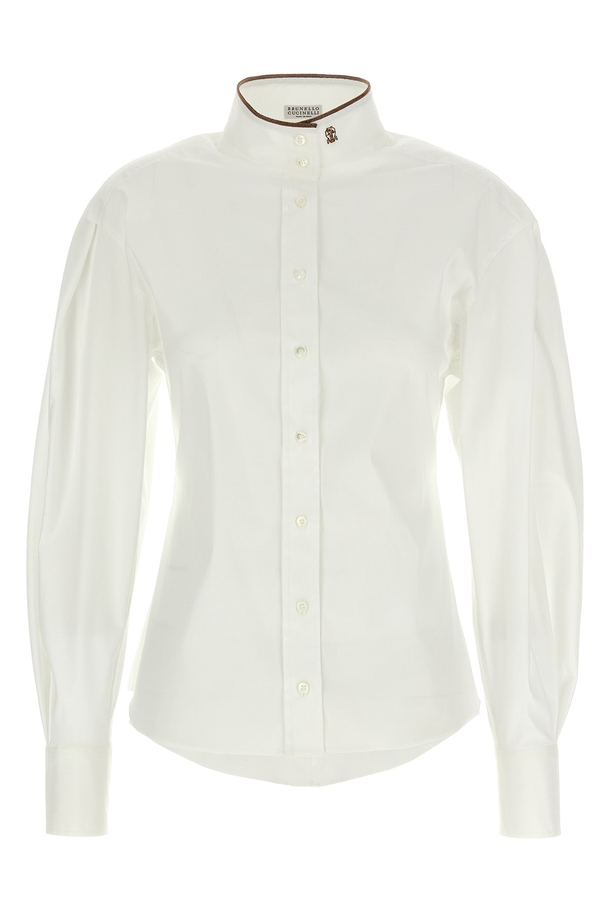 BRUNELLO CUCINELLI 'Shiny Collar Detail' shirt For Women 72% cotton 23% polyamide 5% elastane