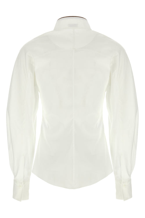 BRUNELLO CUCINELLI 'Shiny Collar Detail' shirt For Women 72% cotton 23% polyamide 5% elastane