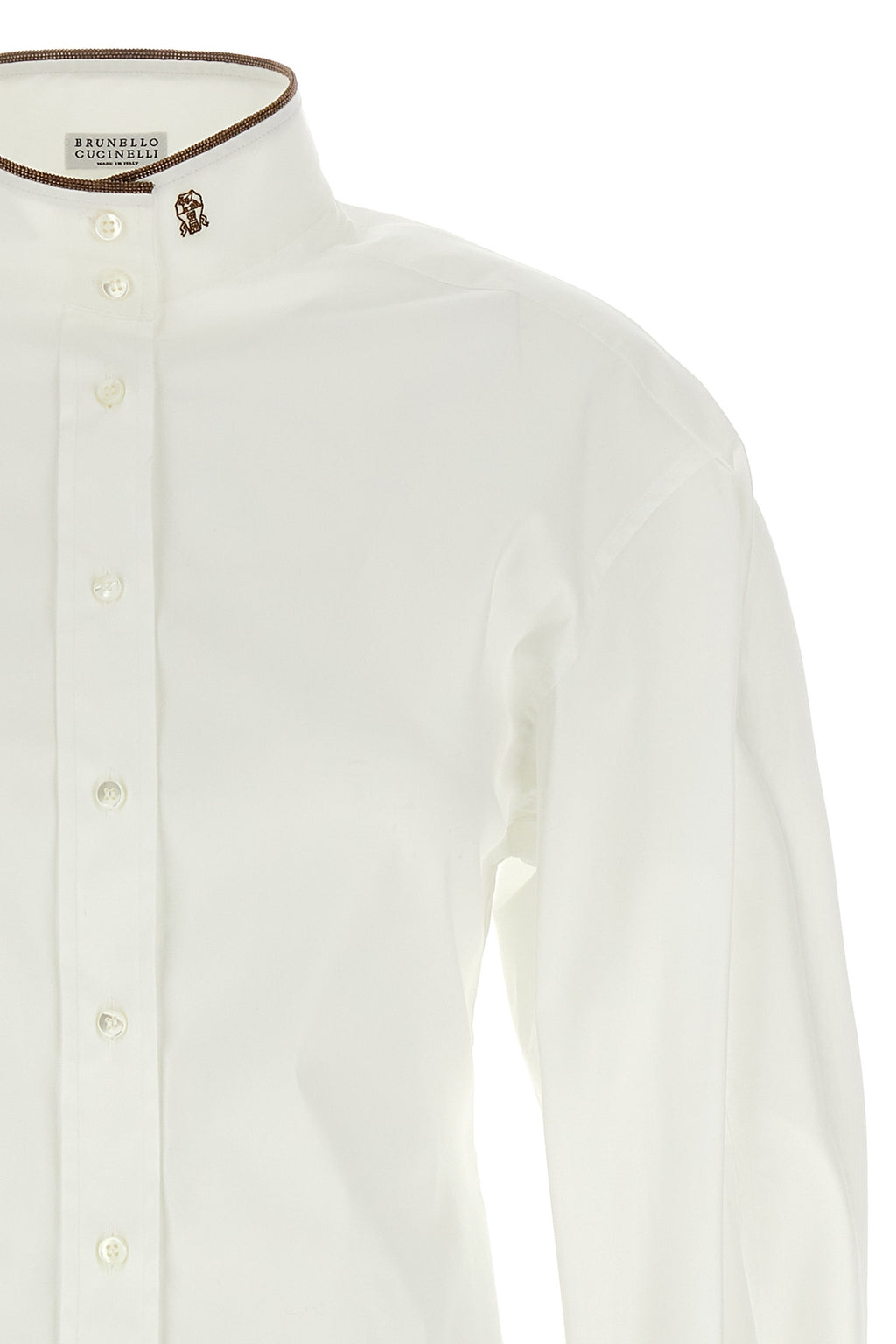 BRUNELLO CUCINELLI 'Shiny Collar Detail' shirt For Women 72% cotton 23% polyamide 5% elastane