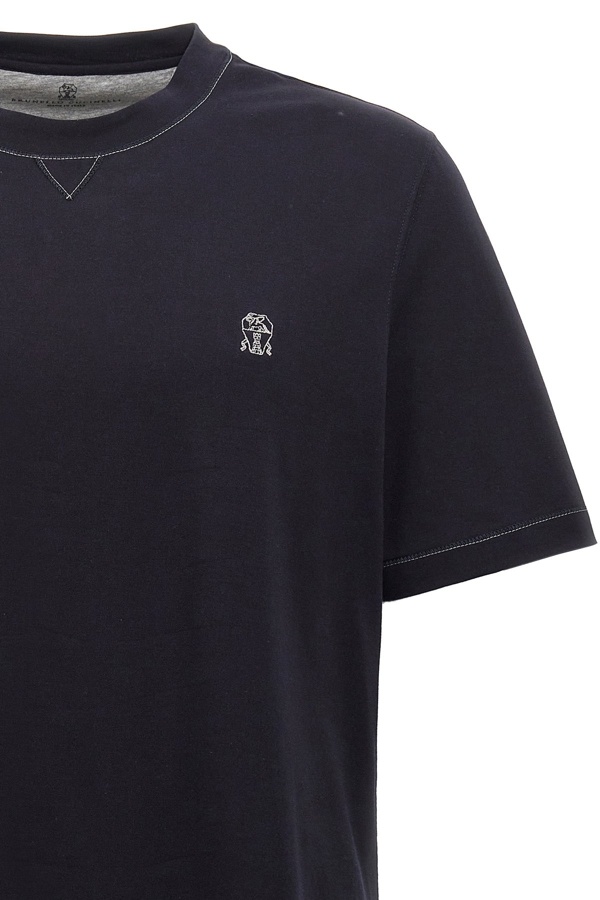 BRUNELLO CUCINELLI Logo embroidery t-shirt For Men 100% cotton