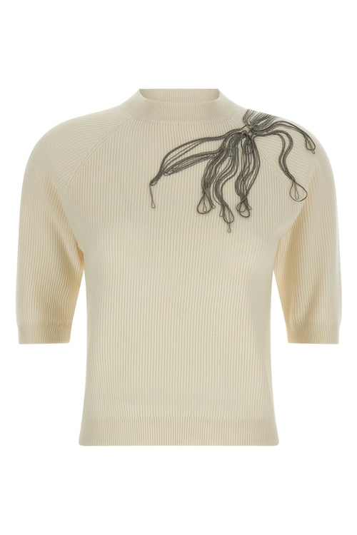 BRUNELLO CUCINELLI 'Shiny Flower Embroidery' sweater For Women 100% cashmere