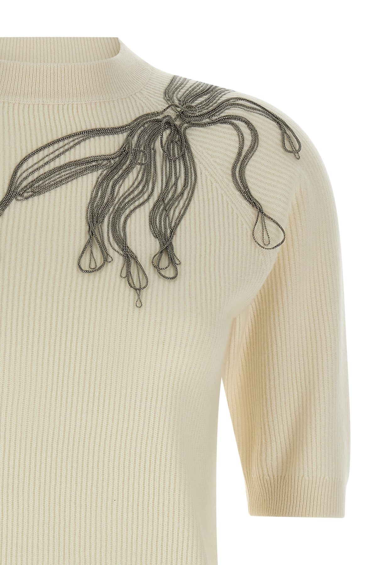 BRUNELLO CUCINELLI 'Shiny Flower Embroidery' sweater For Women 100% cashmere