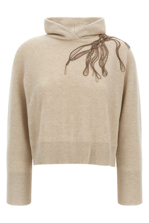 BRUNELLO CUCINELLI 'Shiny Flower Embroidery' sweater For Women 100% cashmere