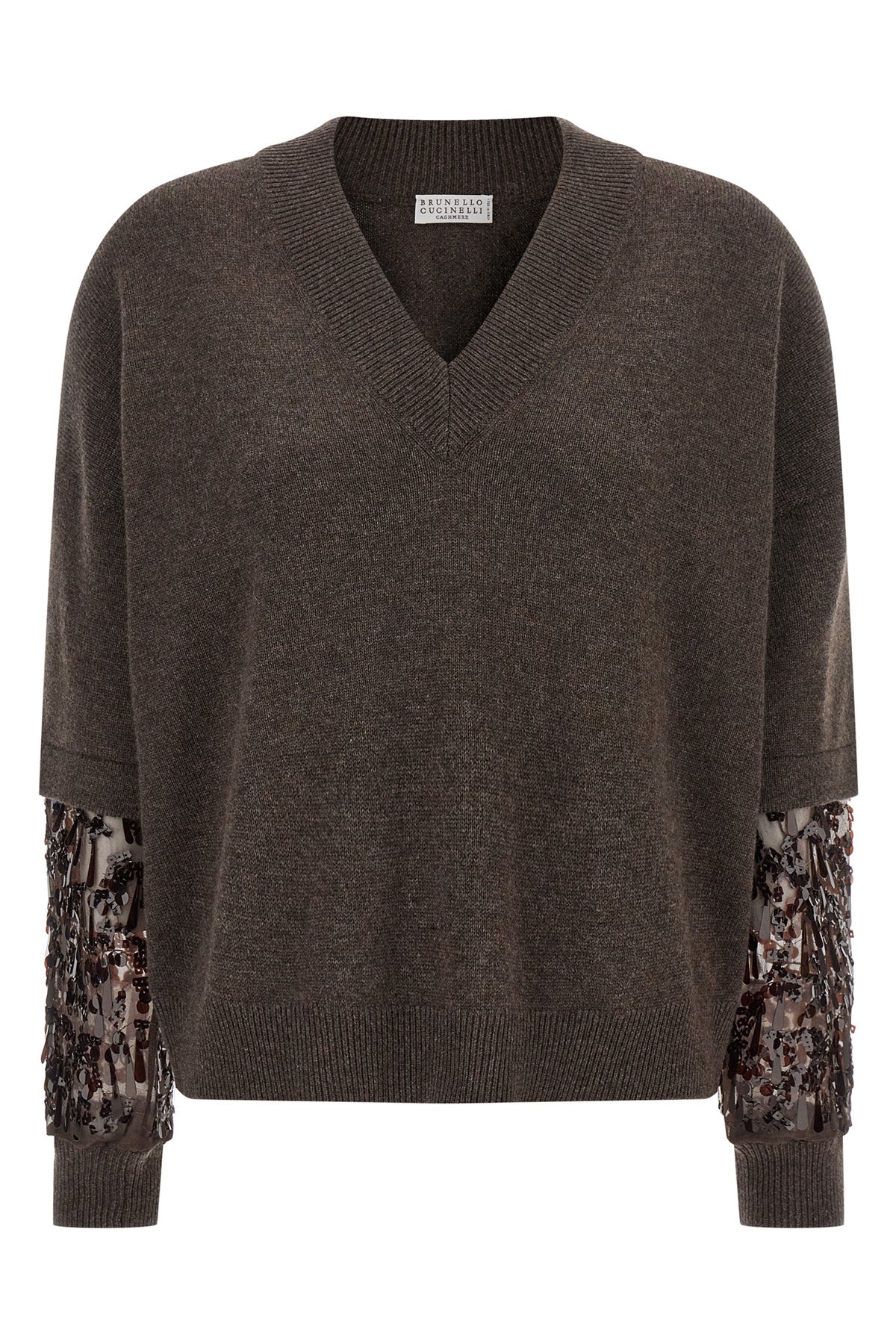 BRUNELLO CUCINELLI Sequin sleeve sweater For Women 100% cashmere