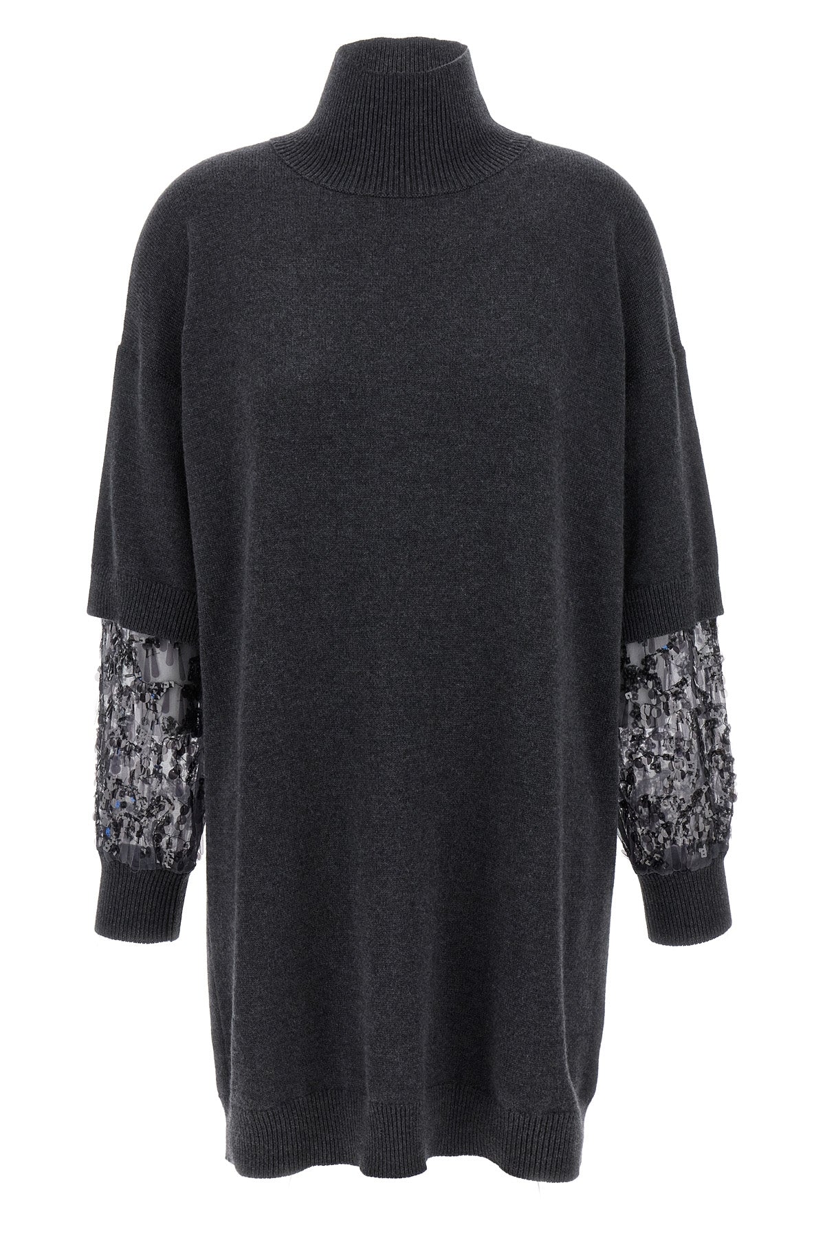 BRUNELLO CUCINELLI Sequin sleeve dress For Women 100% cashmere