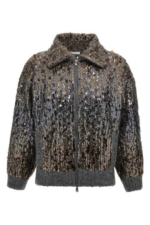 BRUNELLO CUCINELLI 'Dazzling Dégradé Embroidery' cardigan For Women 81% mohair wool 11% polyamide 8% wool