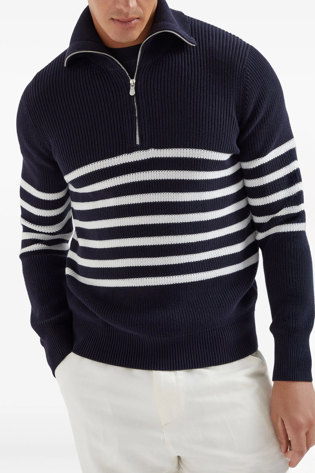 BRUNELLO CUCINELLI English half-ribbed sweater For Men 100% cotton