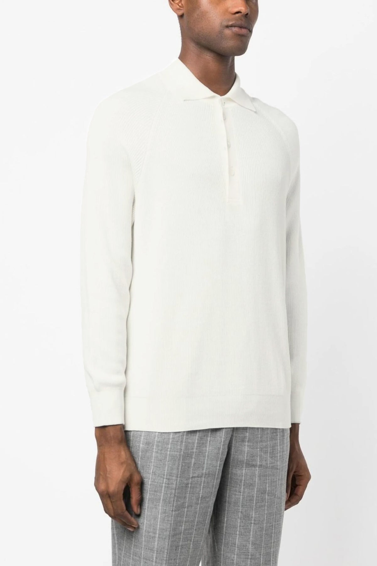 BRUNELLO CUCINELLI Ribbed polo shirt For Men 100% cotton