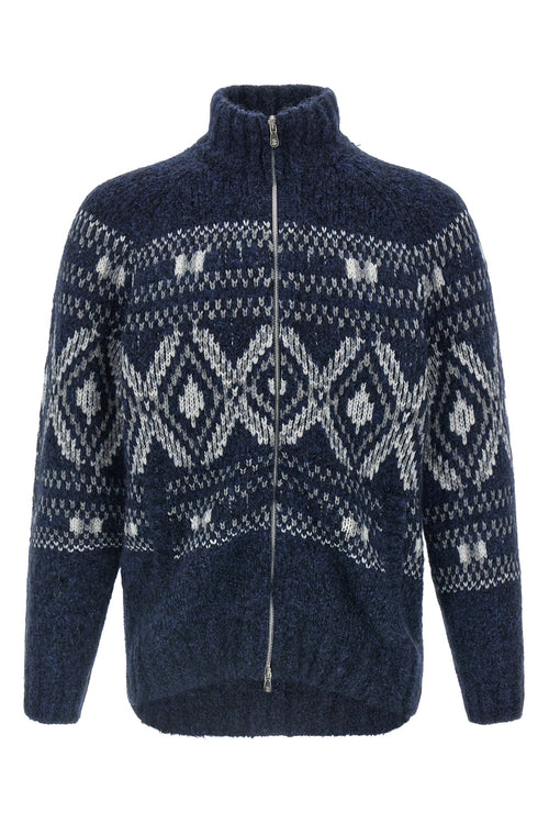 BRUNELLO CUCINELLI 'Geometric Jacquard' cardigan For Men 78% wp 9% pa 8% wv 4% ws 1% se