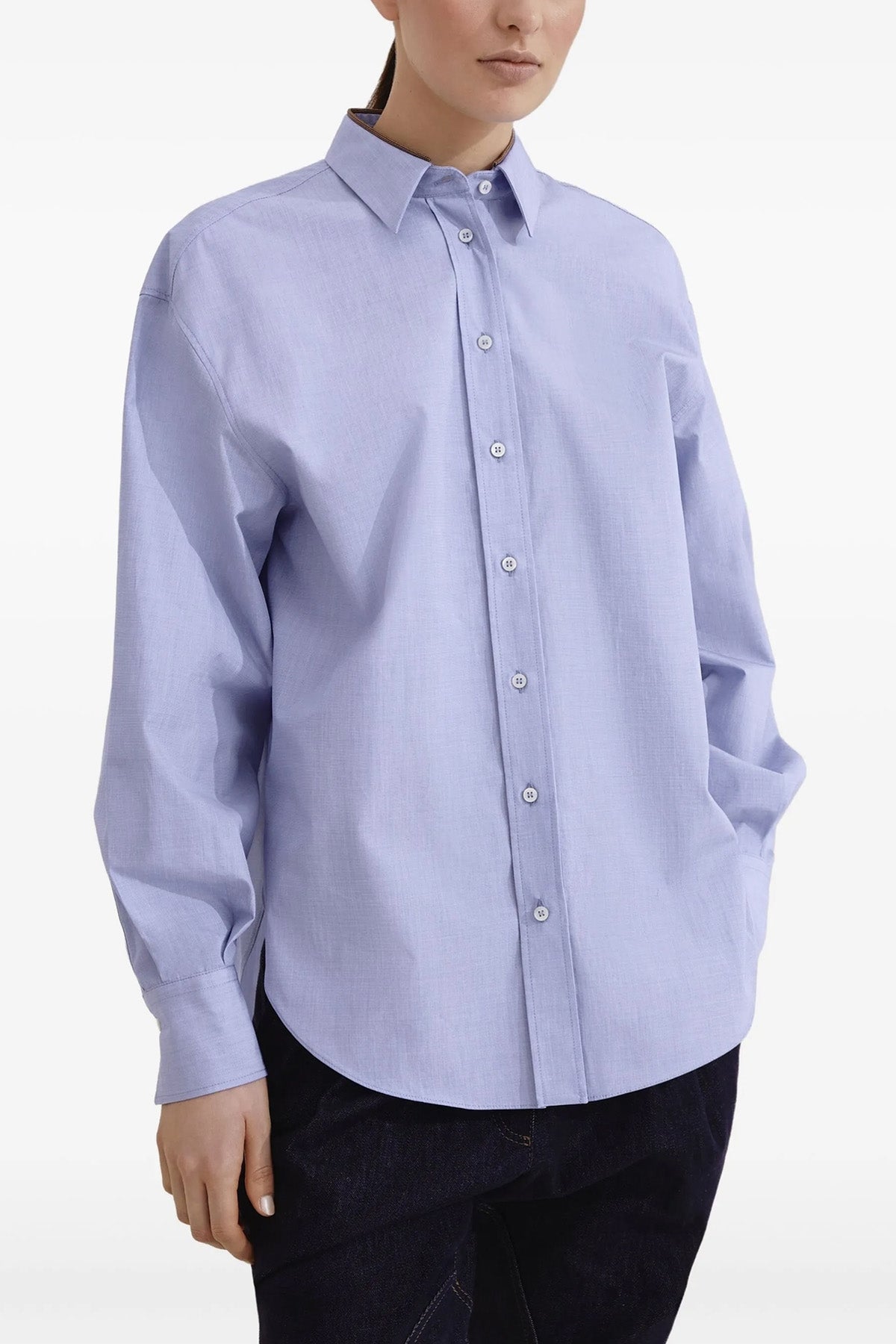 BRUNELLO CUCINELLI 'Shiny Collar Detail' shirt For Women 100% cotton