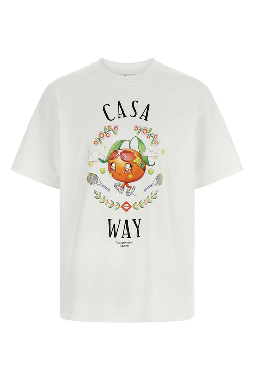 CASABLANCA 'Casa Way Orange Mascot' T-shirt For Men 100% organic cotton