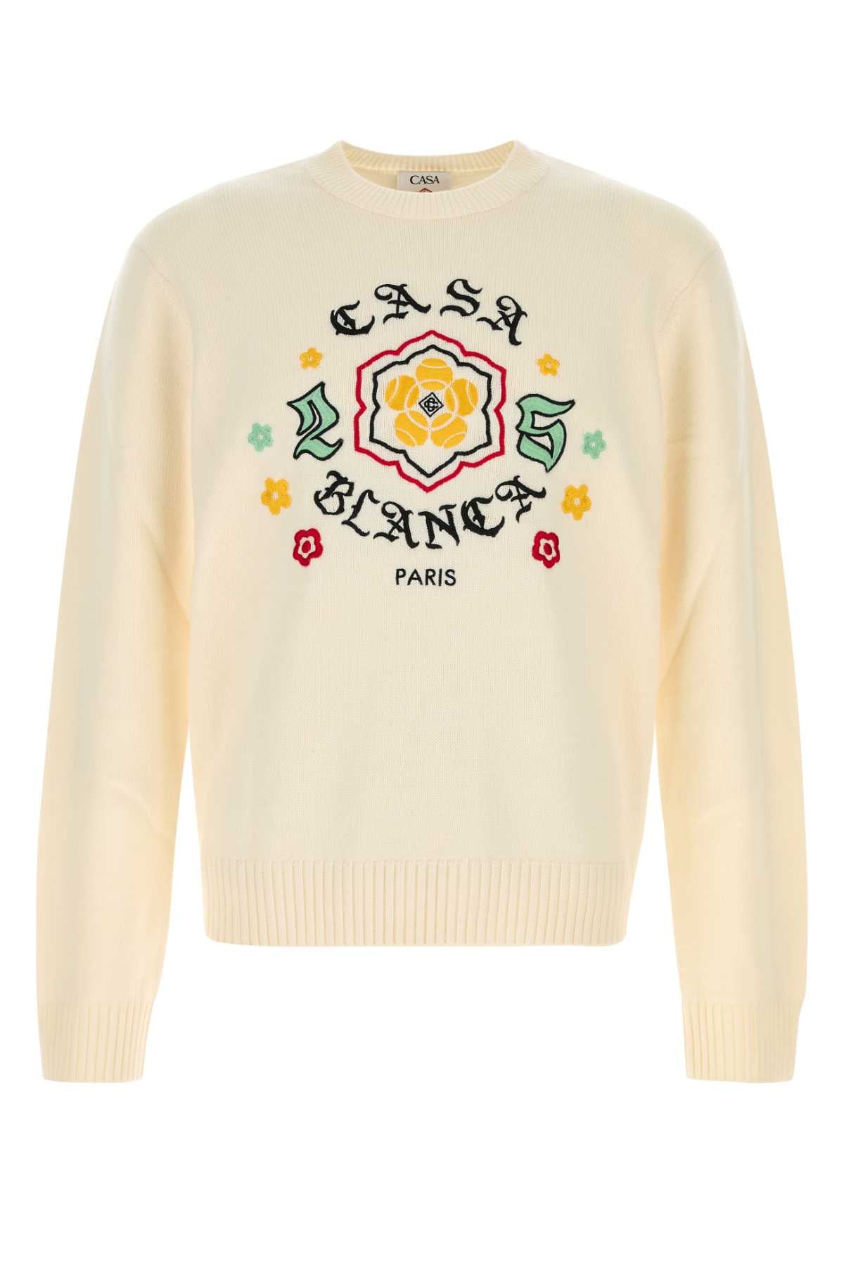 CASABLANCA SEASONAL LOGO CREW For Men MAIN: 100% MERINO WOOL EMBROIDERY: 100% POLYESTER
