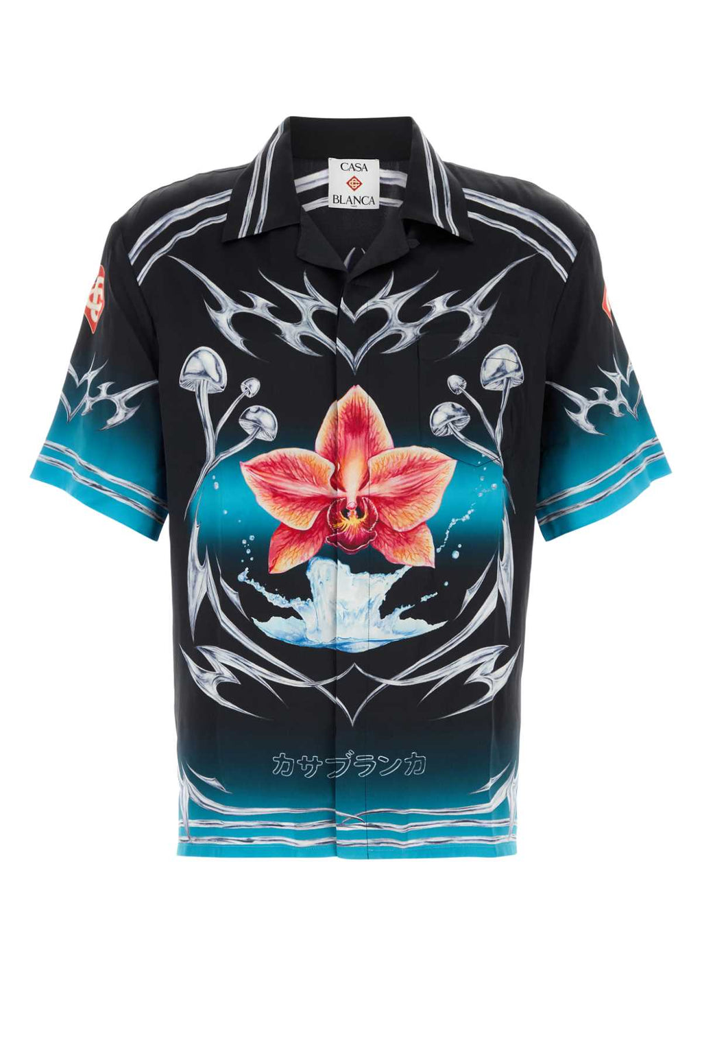CASABLANCA CUBAN COLLAR SHORT SLEEVE SHIRT For Men 100% Silk