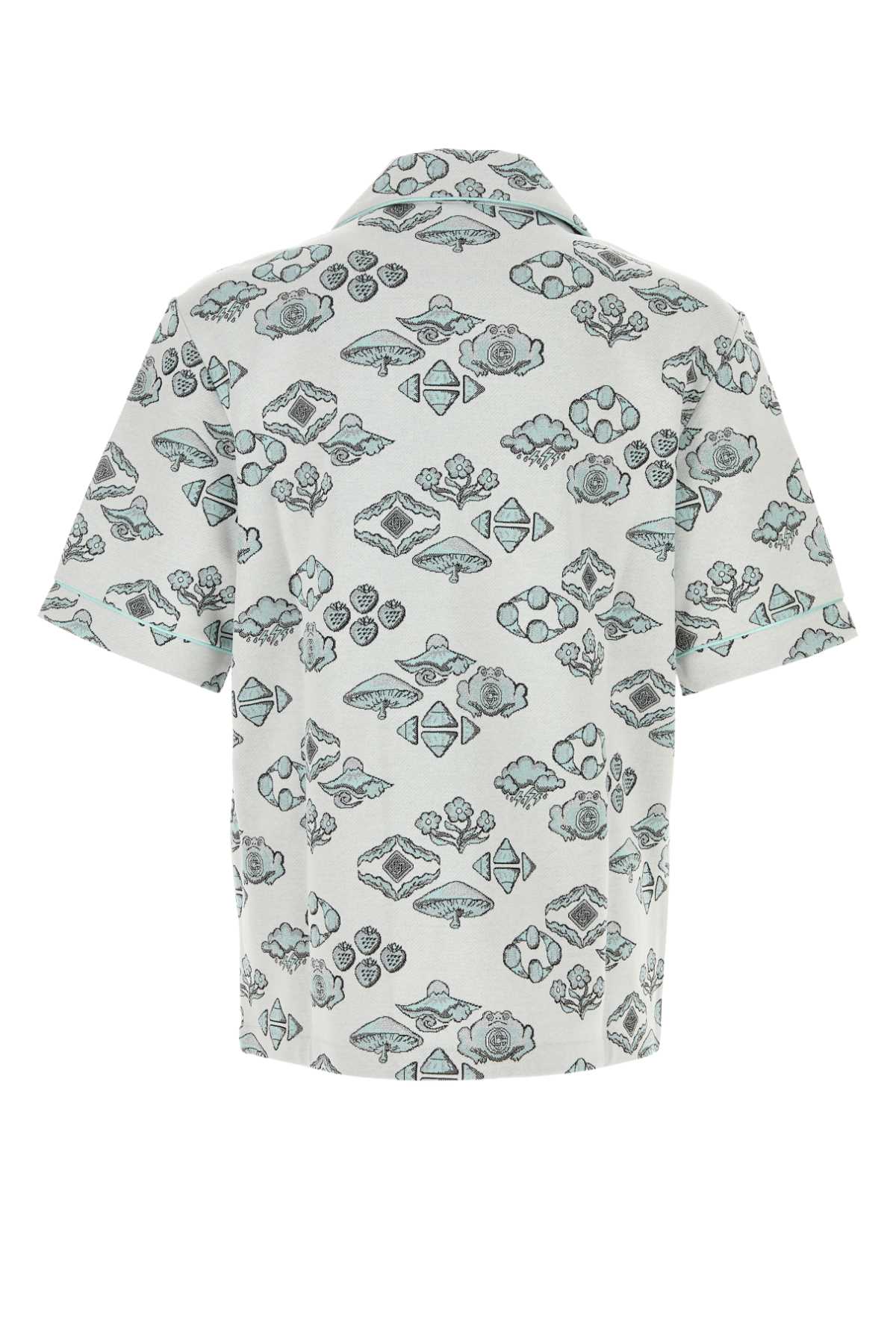 CASABLANCA MENS JACQUARD SHIRT For Men MAIN: 76% COTTON 17% POLYAMIDE 6% METALLIC FIBRE 1% ELASTANE CONTRAST: 100% POLYESTER APPLIQUE: 95% VISCOSE 5% ETHYLENE VINYL ACETATE