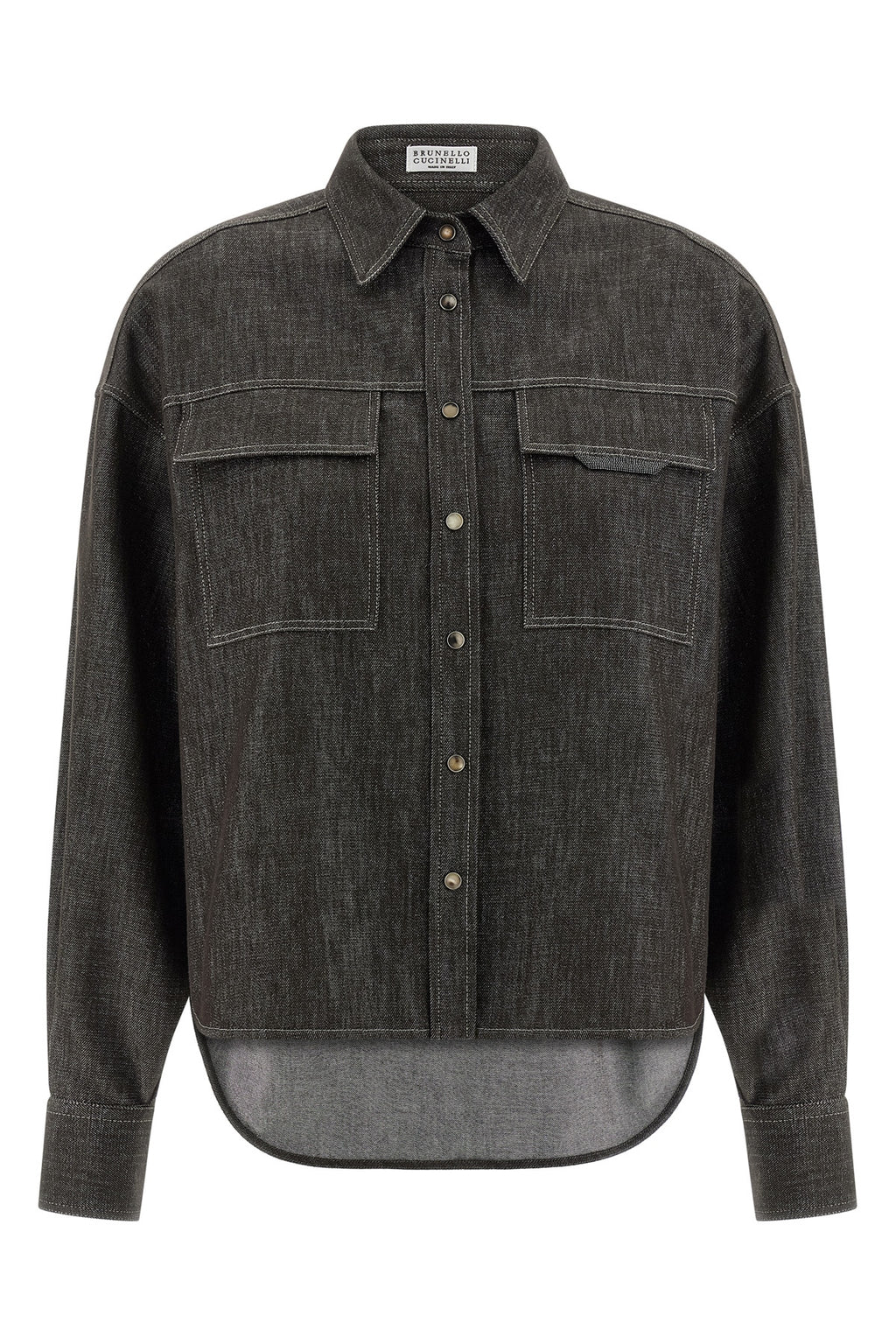 BRUNELLO CUCINELLI Lamé denim shirt For Women 60% cotton 33% viscose 5% polyester 2% polyamide