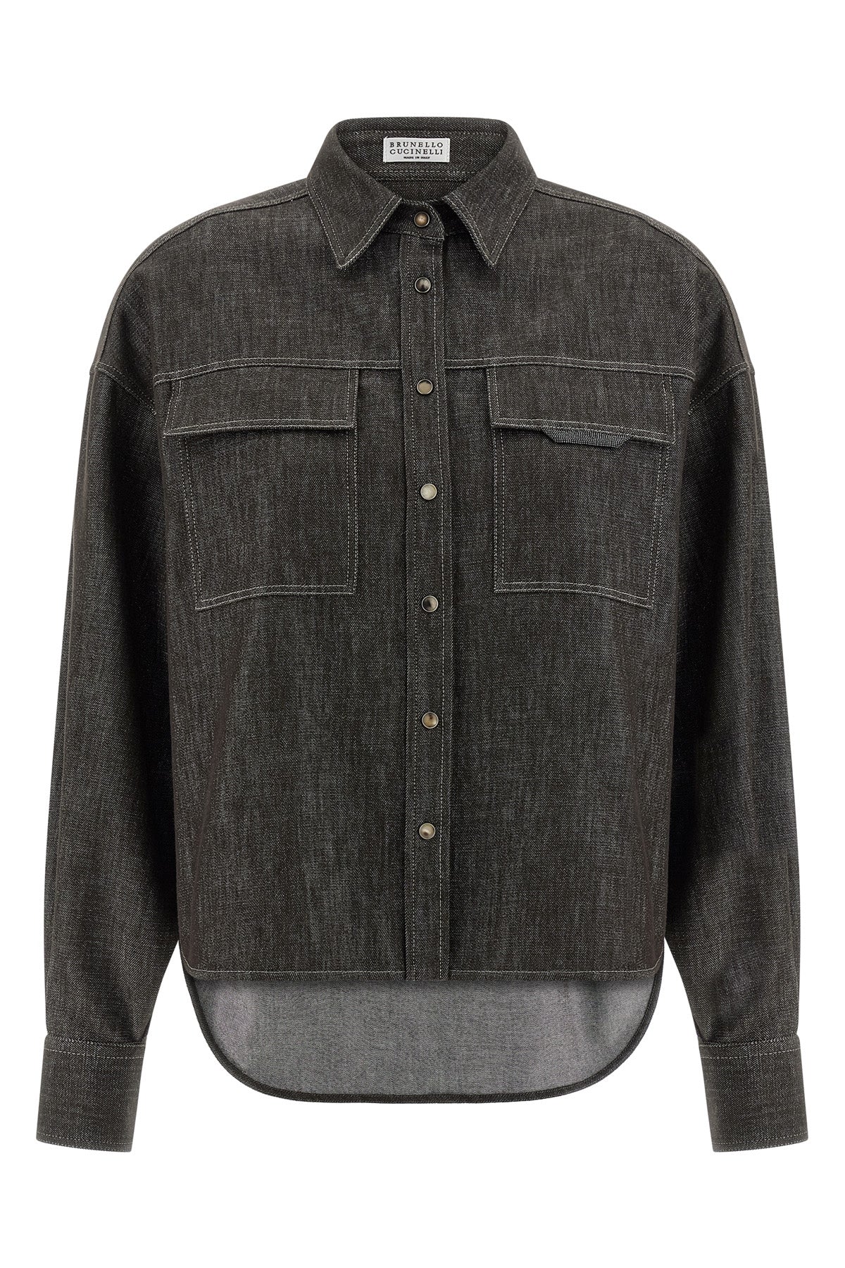 BRUNELLO CUCINELLI Lamé denim shirt For Women 60% cotton 33% viscose 5% polyester 2% polyamide