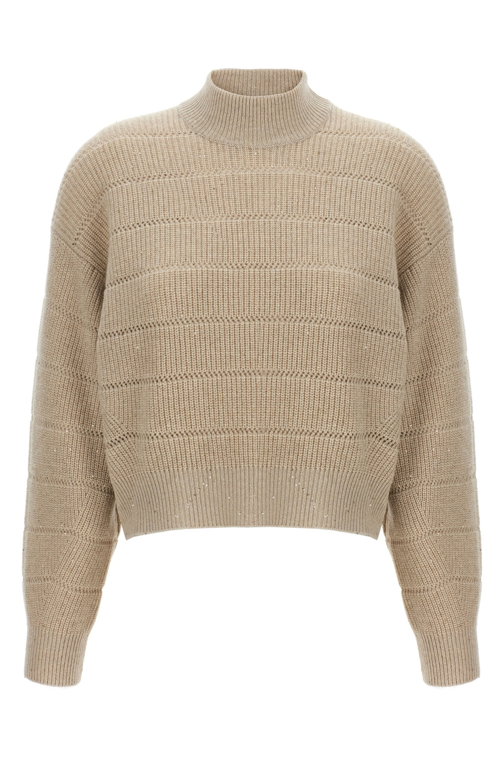 BRUNELLO CUCINELLI 'Rustic Dazzling Net' cropped sweater For Women 47% ws 47% wo, 4% pl, 2% pa