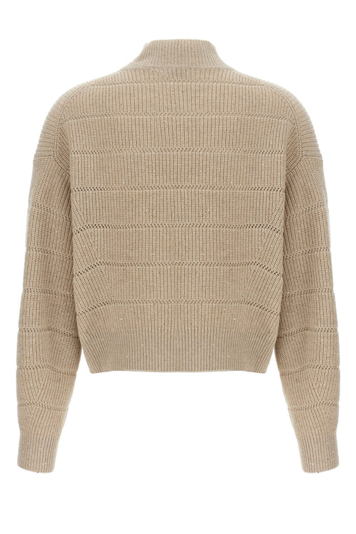 BRUNELLO CUCINELLI 'Rustic Dazzling Net' cropped sweater For Women 47% ws 47% wo, 4% pl, 2% pa