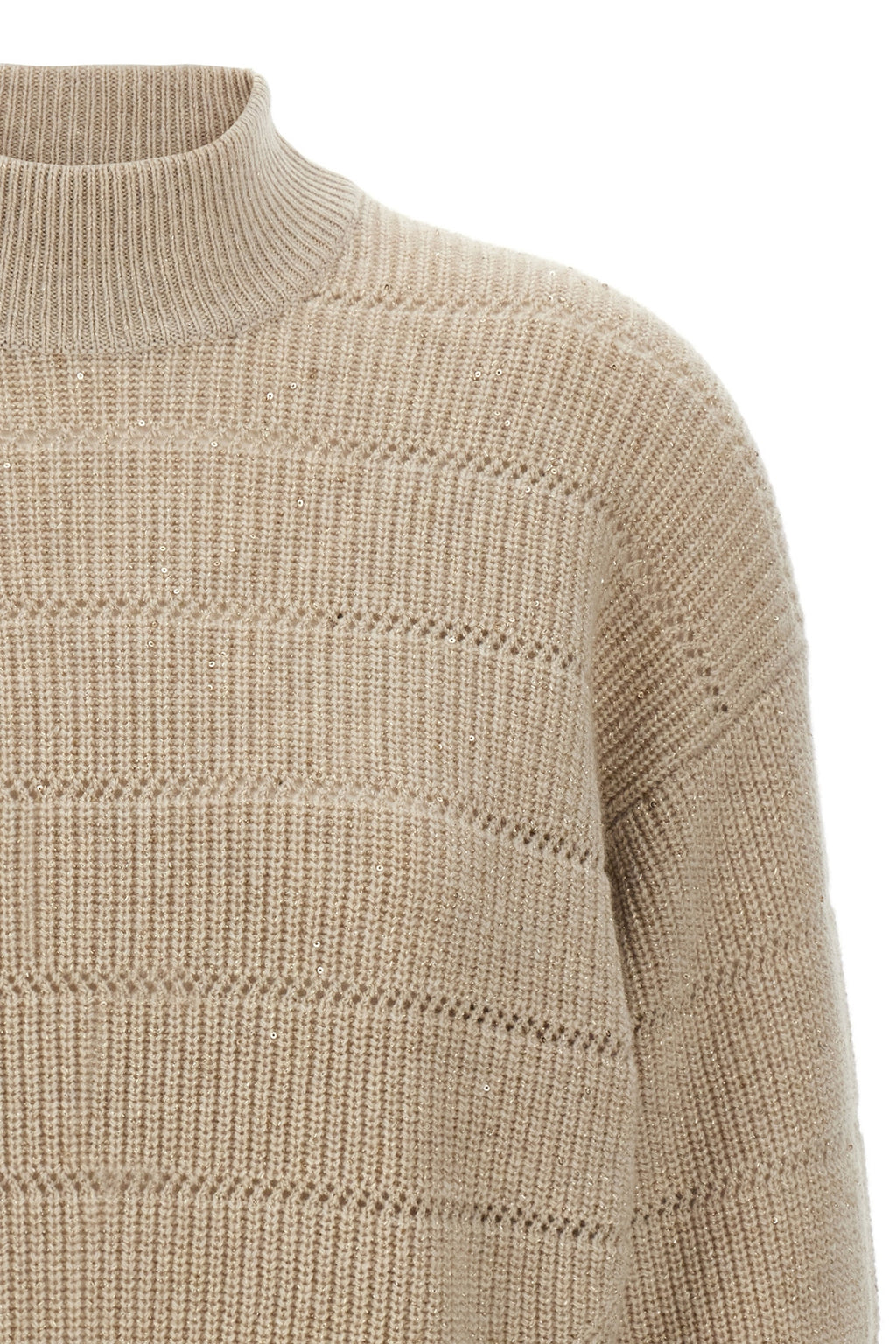 BRUNELLO CUCINELLI 'Rustic Dazzling Net' cropped sweater For Women 47% ws 47% wo, 4% pl, 2% pa