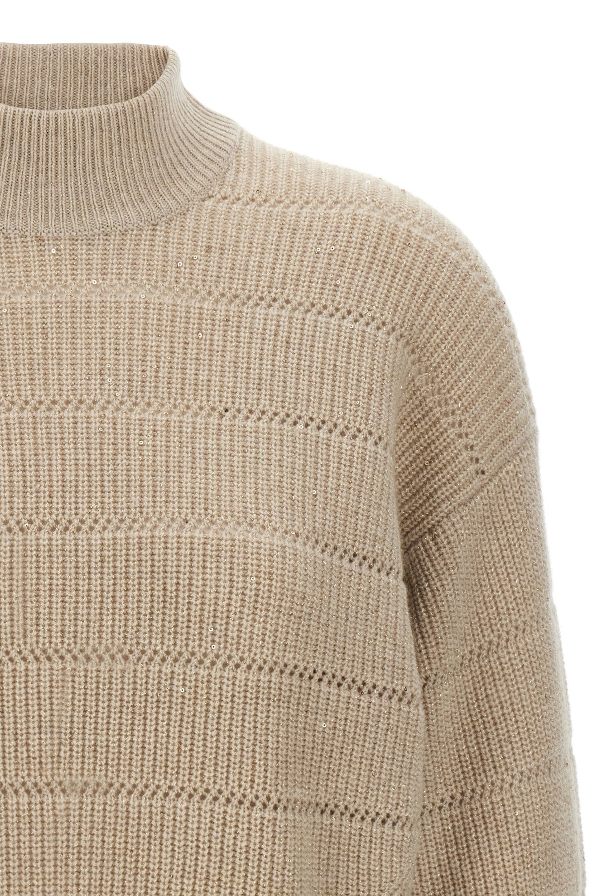 BRUNELLO CUCINELLI 'Rustic Dazzling Net' cropped sweater For Women 47% ws 47% wo, 4% pl, 2% pa