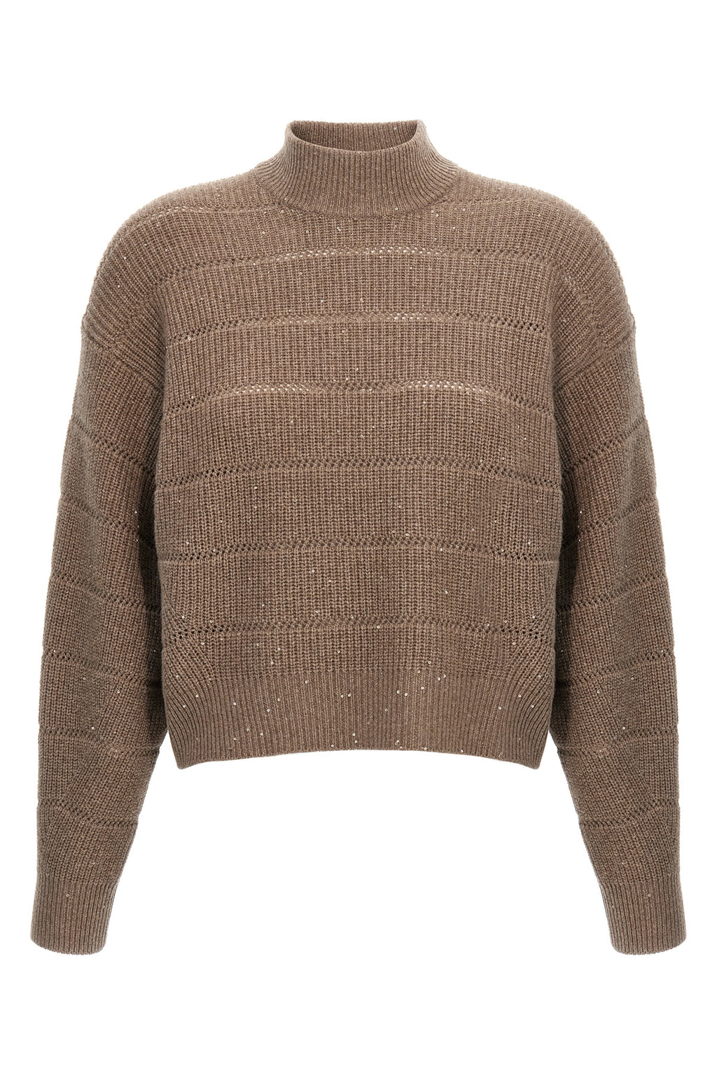 BRUNELLO CUCINELLI 'Rustic Dazzling Net' cropped sweater For Women 47% ws 47% wo, 4% pl, 2% pa