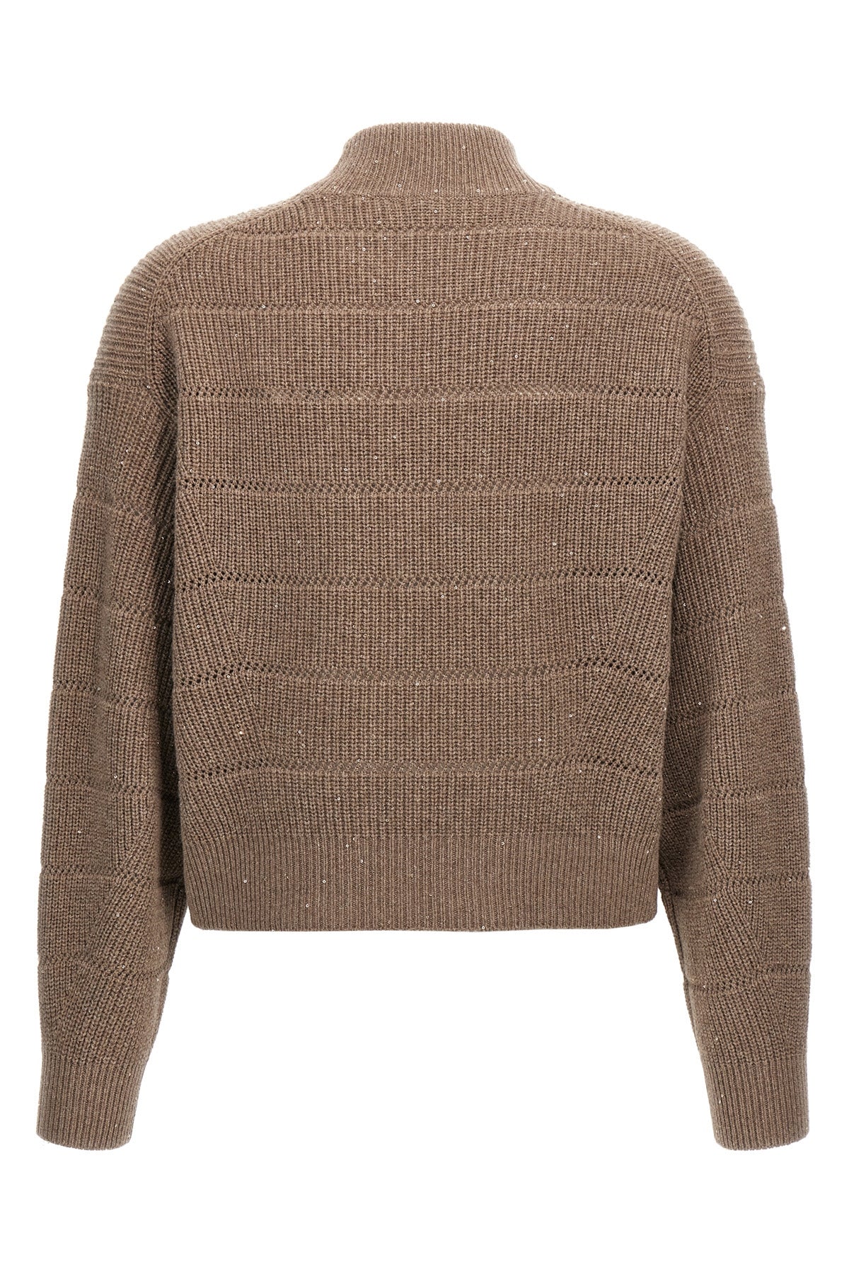 BRUNELLO CUCINELLI 'Rustic Dazzling Net' cropped sweater For Women 47% ws 47% wo, 4% pl, 2% pa
