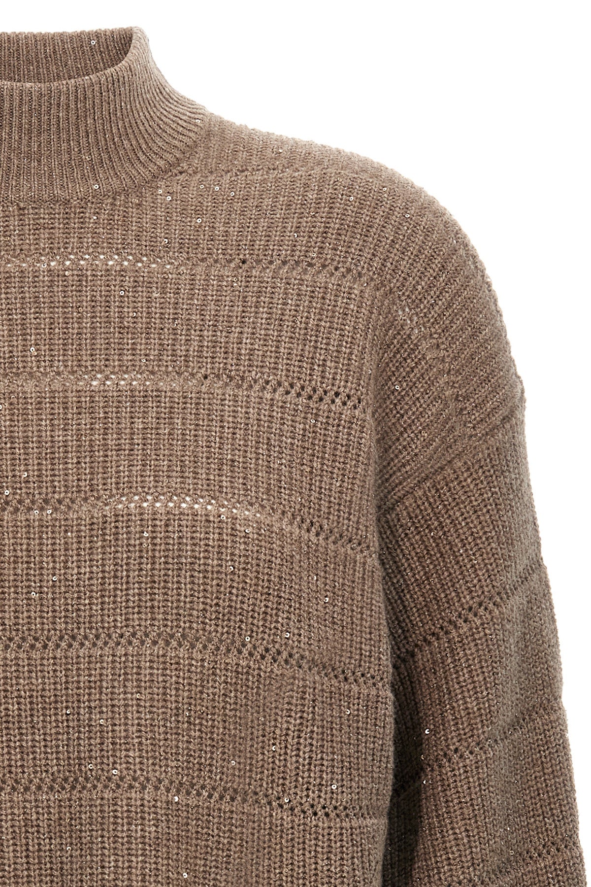 BRUNELLO CUCINELLI 'Rustic Dazzling Net' cropped sweater For Women 47% ws 47% wo, 4% pl, 2% pa