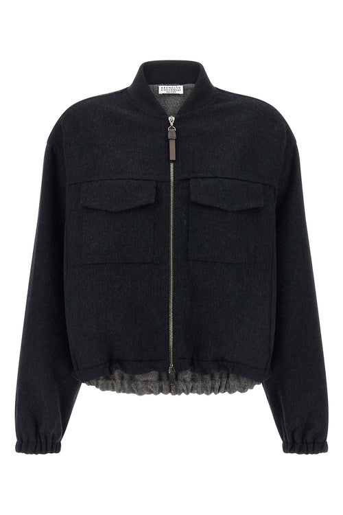 BRUNELLO CUCINELLI 'Shiny Zipper Pull' bomber jacket For Women 100% virgin wool
