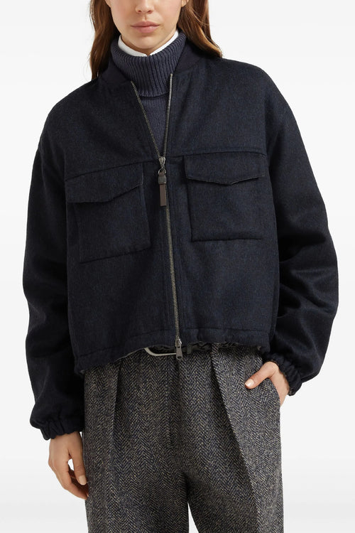 BRUNELLO CUCINELLI 'Shiny Zipper Pull' bomber jacket For Women 100% virgin wool