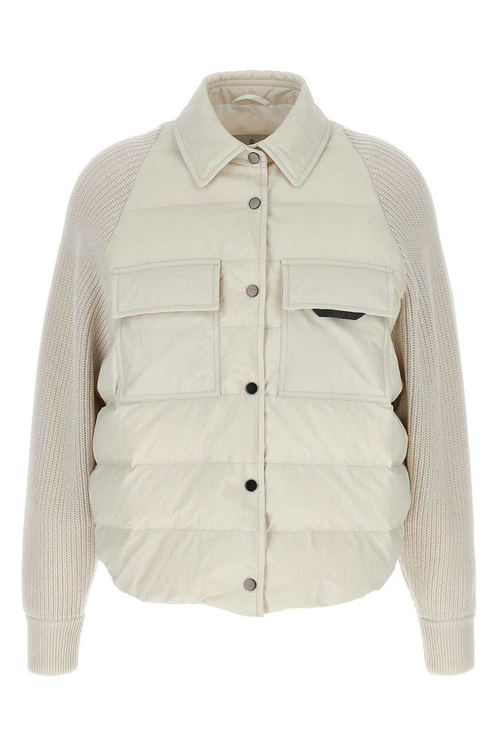 BRUNELLO CUCINELLI Two-material 'Shiny Flap Detail' down jacket